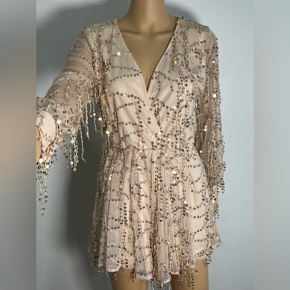 Champagne Gold Sequin Romper - Picture 5 of 5